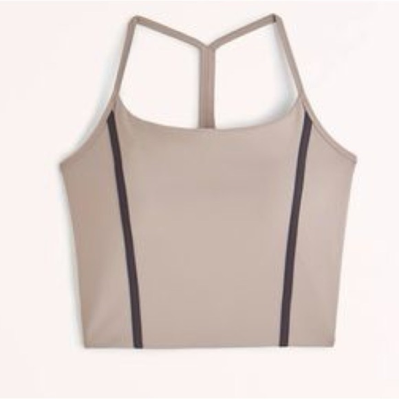 Abercrombie YPB sports bra tank top long line racerback padded taupe seamless - Picture 8 of 8